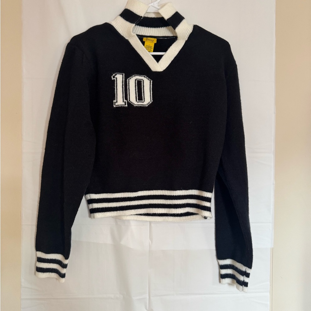 Daisy Black and Blue Crop Boxy Jersey